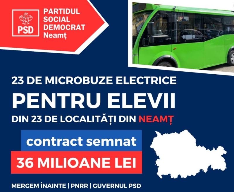 Comunicat de presă Mergem înainte cu 23 de microbuze electrice pentru