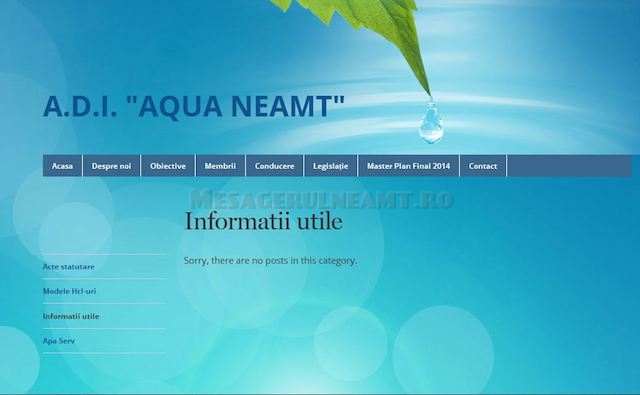 ADI Aqua Neamt nu are informatii utile pentru cetateni