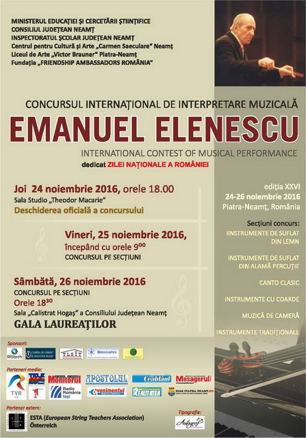 Concursul Emanuel Elenescu, ediția a XXVI-a (24-26 noiembrie)