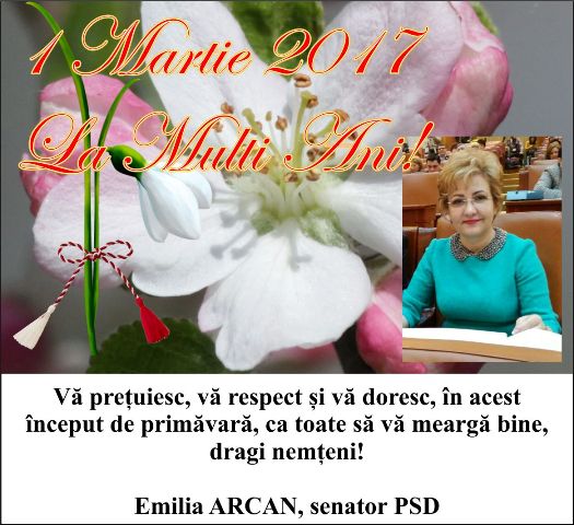 Mesajul senatorului Emilia Arcan