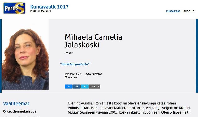 Doctorița Camelia Smicală candidează în Finlanda