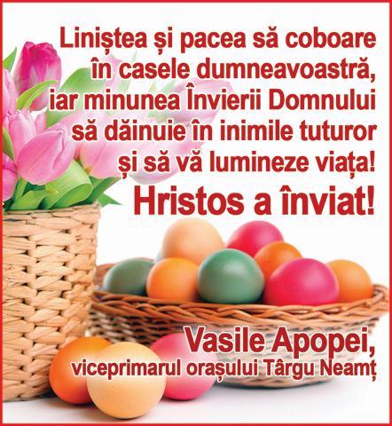 Mesaje de Paște din partea Primăriei Tîrgu Neamț