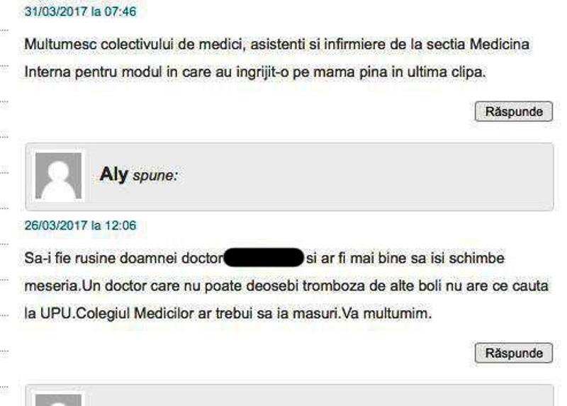 INCREDIBIL: Medici batjocoriți pe site-ul Spitalului din Piatra Neamț
