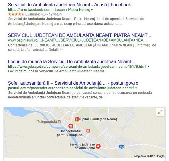 Site-ul inexistent al Serviciului de Ambulanță Neamț