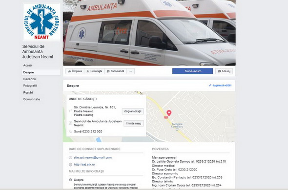 Site-ul inexistent al Serviciului de Ambulanță Neamț