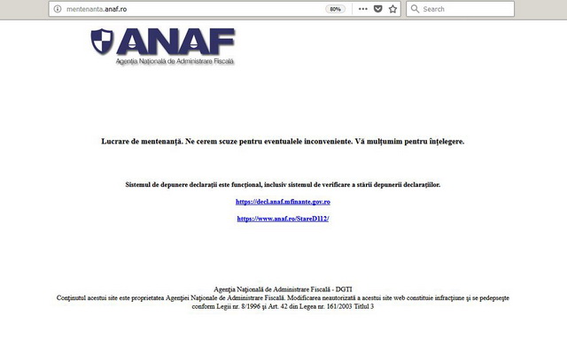 A cincea zi de când site-ul ANAF este inaccesibil