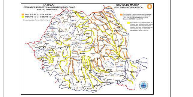 Noi avertizări meteorologice și hidrologice pentru județul Neamț