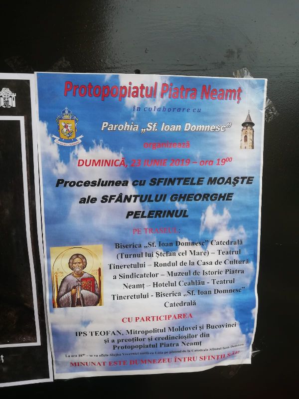 Moaștele Sfântului Gheorghe Pelerinul, aduse pentru procesiune la Biserica ”SF. Ioan Domnesc” din Piatra Neamț