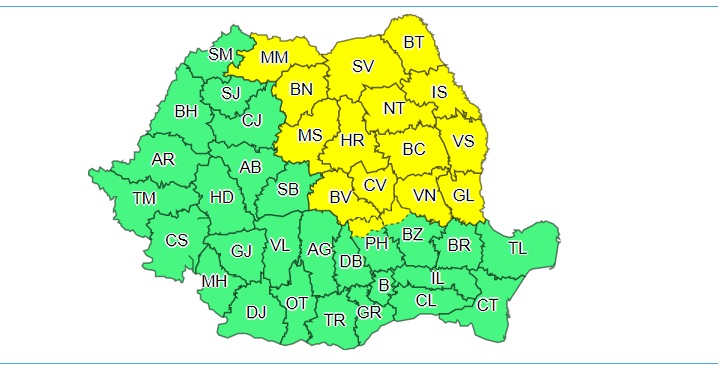 Cod galben de ploi, vânt și grindină în Neamț avertizare meteo 03092019