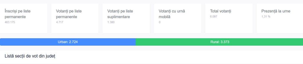Alegeri parlamentare în Neamț: Procent de 1,31% după o oră de vot