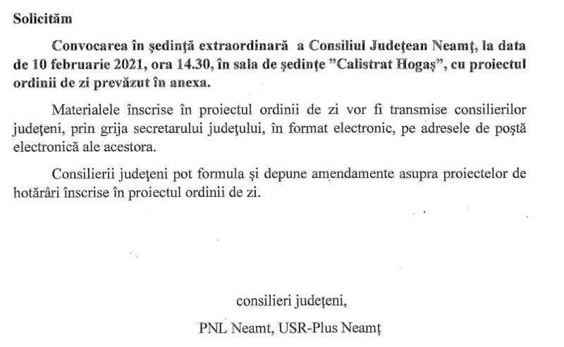 PNL și USR: O nouă încercare de alegere a vicepreședinților Consiliului Județean Neamț