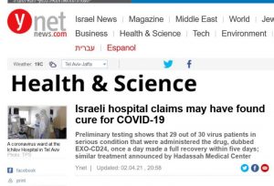 Medicament eficient împotriva COVID descoperit în Israel