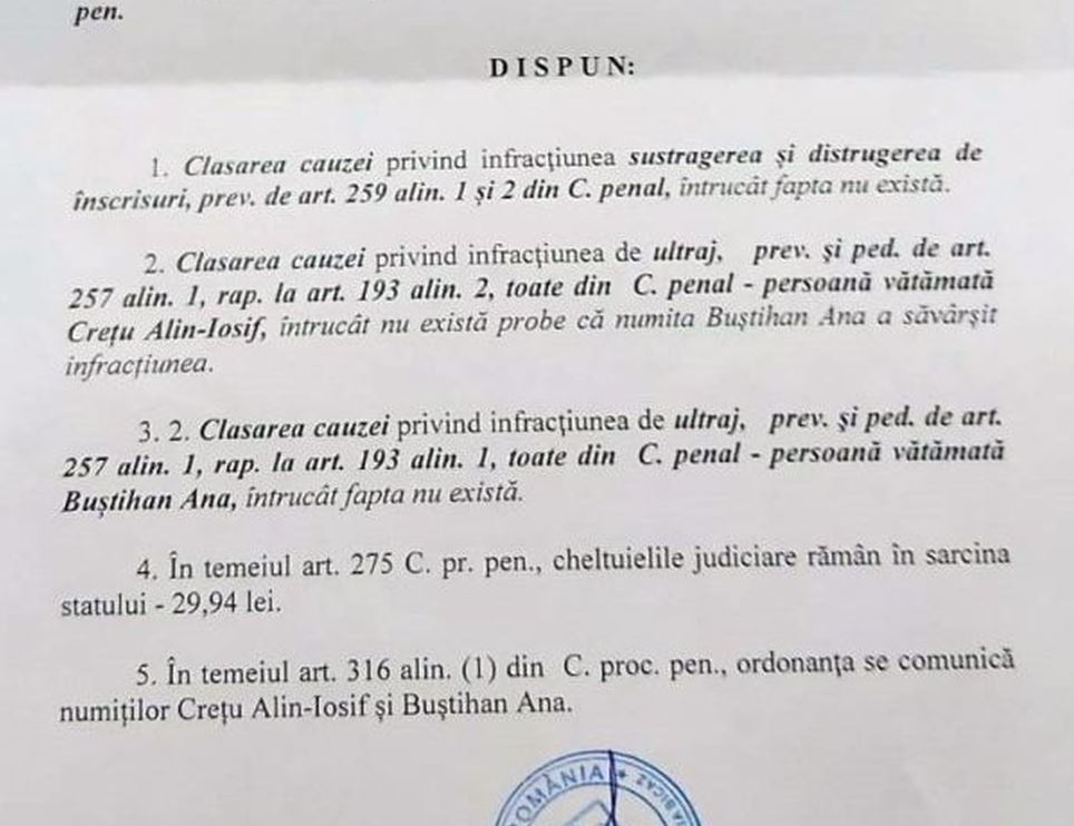 Parchetul Bicaz instituie ”armistițiul” de la Grințieș: pumnul primăriței n-a lovit penal fața viceprimarului