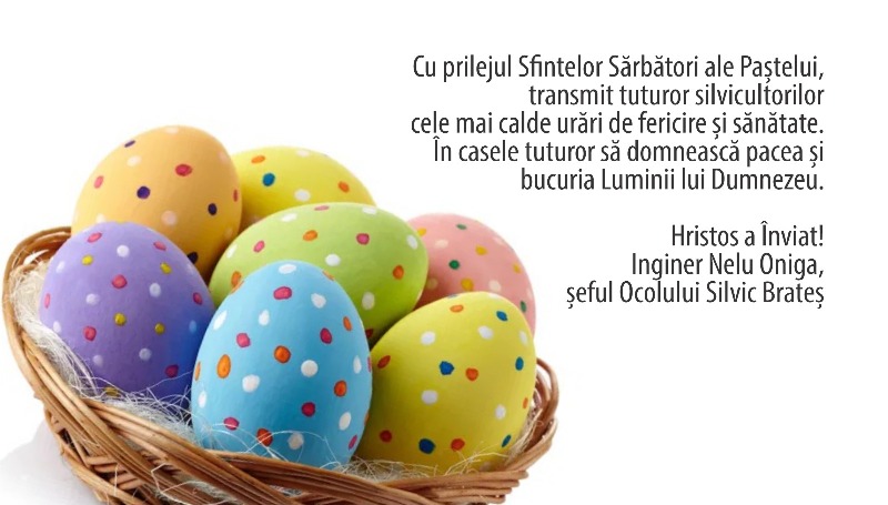 Silvicultorii din Neamț transmit mesaje de felicitări cu prilejul Sfintelor Sărbători ale Paștelui