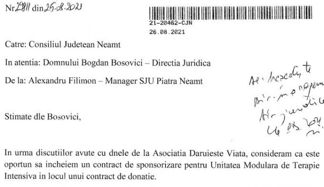 Flagrant de donație: Acte curățate de Dăruieşte Viaţă, spital şi CJ Neamţ