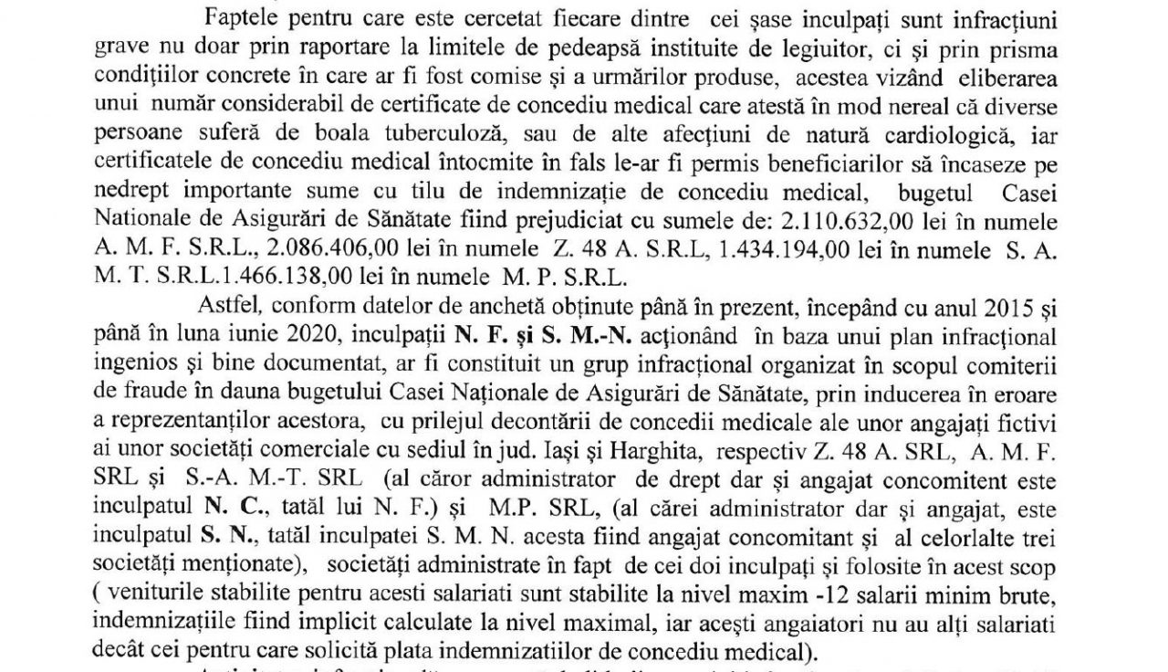 Mecanismul concediilor medicale fictive de la CAS Neamț explicat de procurorii DIICOT