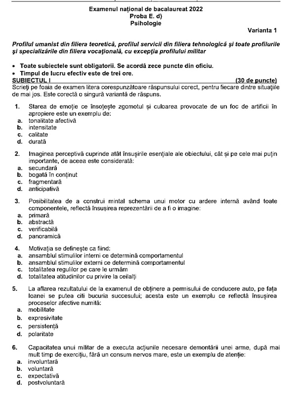 Psihologie 1