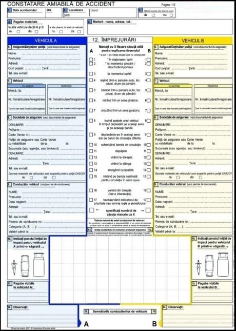 Formularul de constatate amiabilă se va putea completa electronic accident auto constatare amiabila