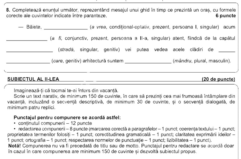 Subiectul la proba scrisă la română din Evaluarea Națională. Câți elevi din Neamț au lipsit
