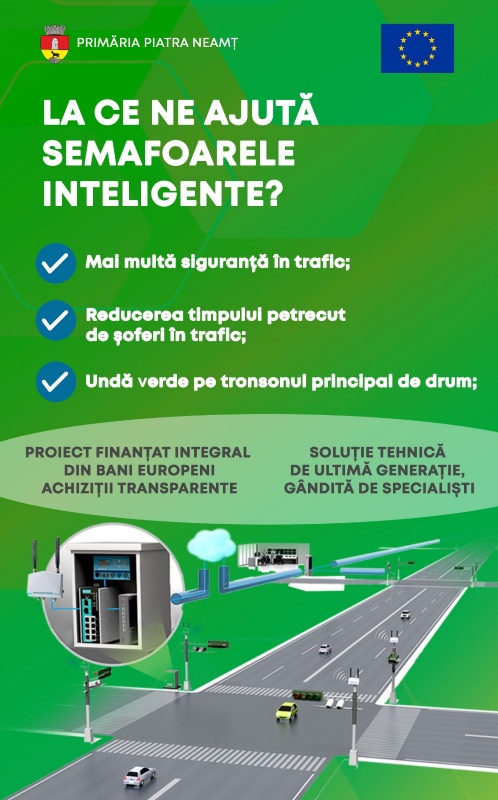 Sistemul de management inteligent al traficului la Piatra Neamț. Explicații privind numărul semafoarelor din oraș
