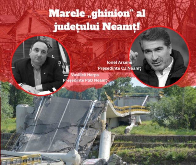 Comunicat de presă. George Lazăr, președinte PNL Neamț: ”Domnilor Harpa şi Arsene, tovarăşi PSDişti, să vă fie rușine pentru că nu vreți un nou pod la Luțca!”