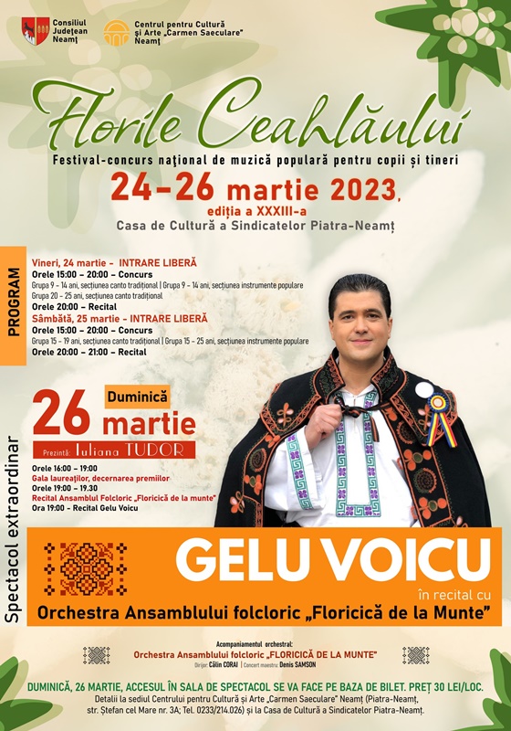 Faza finală și Gala Laureaților a Festivalului Concurs „Florile Ceahlăului”, ediția a XXXIII-a