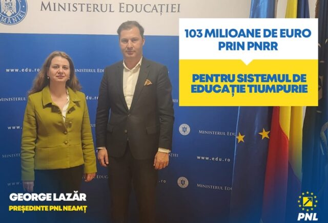 George Lazăr, președinte PNL Neamț: „103 miloane de euro vor fi alocate prin PNRR pentru sistemul de educație timpurie!”