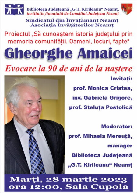 Profesorul Gheorghe Amaicei, evocat la 90 de ani de la naștere
