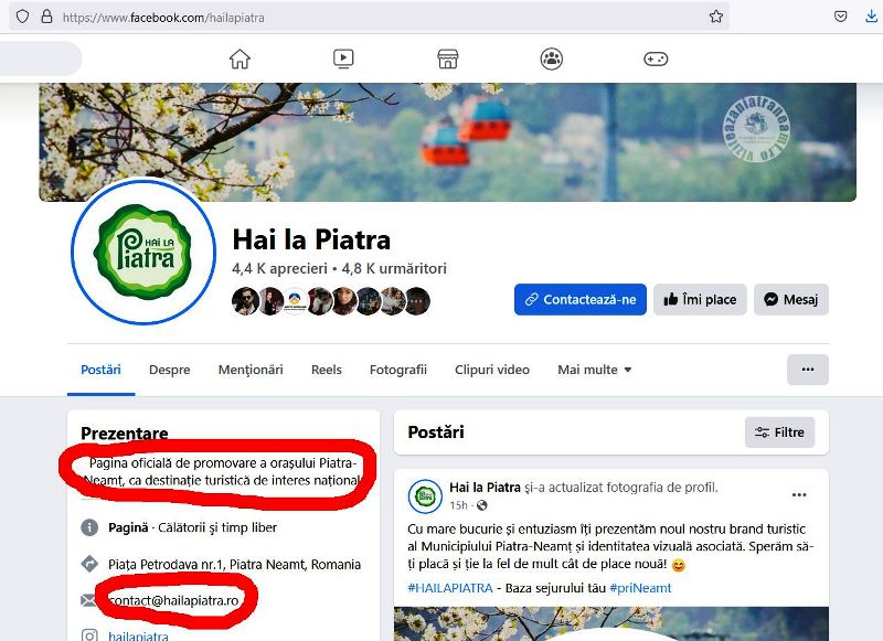 Grabă inocentă? Pagina oficială de promovarea a orașului Piatra Neamț ”luată” pe persoană fizică!