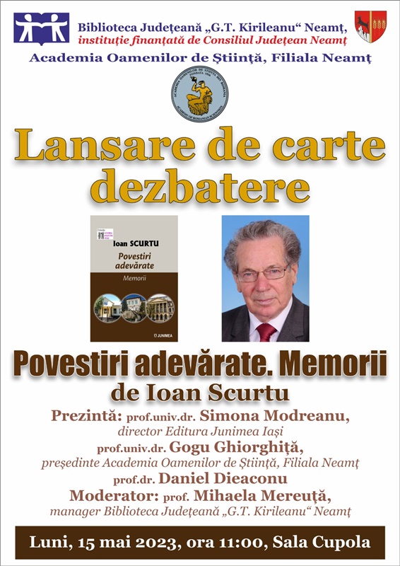 Întoarcere spre începuturi: Istoricul Ioan Scurtu își lansează cartea de memorii la Piatra-Neamţ