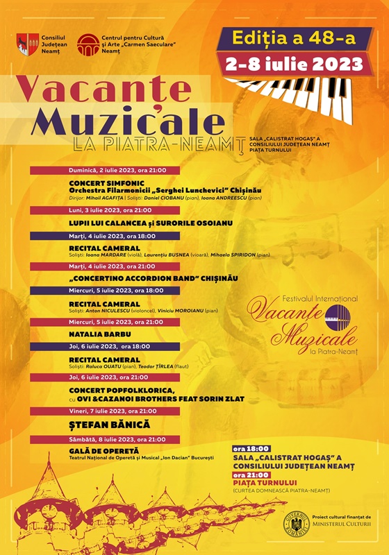 Festivalul Vacanțe Muzicale la Piatra-Neamț, ediția a XLVIII-a