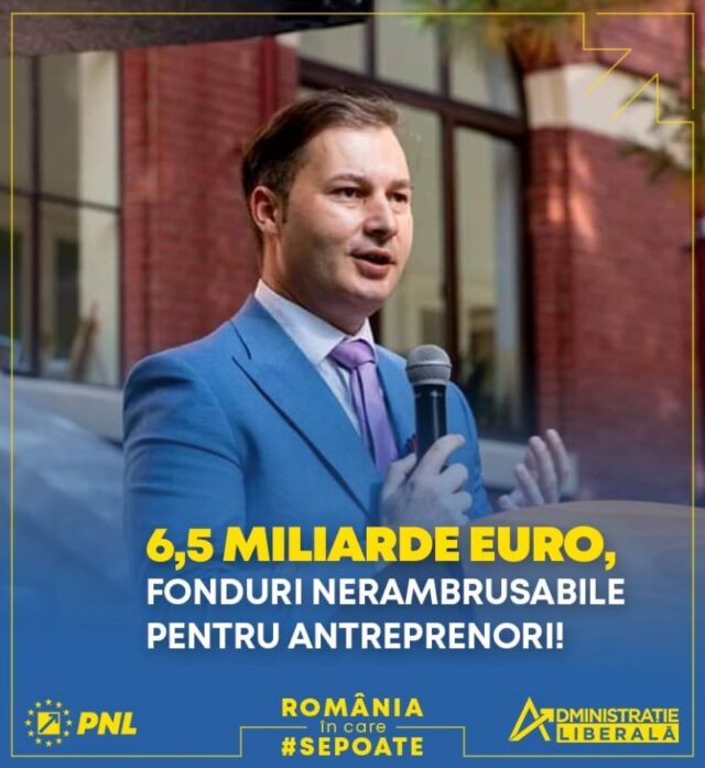 George Lazăr, președintele PNL Neamț prezintă fondurile europene nerambursabile pentru antreprenorii români