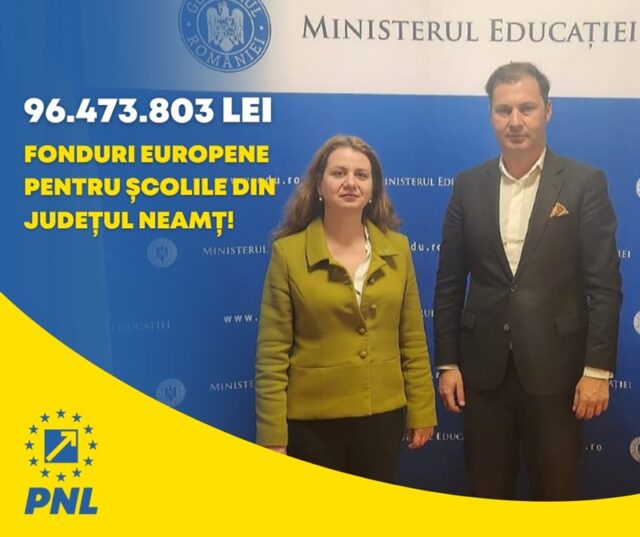 George Lazăr, președinte PNL Neamț: Fonduri europene în valoare de 96.473.803 lei pentru dotarea școlilor nemțene.