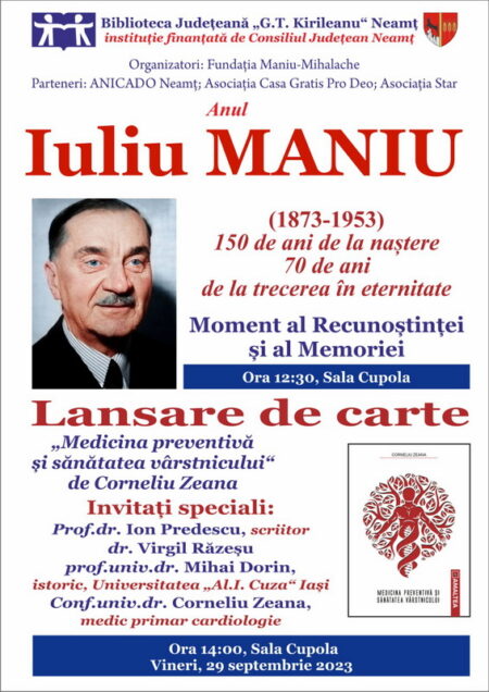 Simpozion Iuliu Maniu și lansare de carte, la Biblioteca Neamț