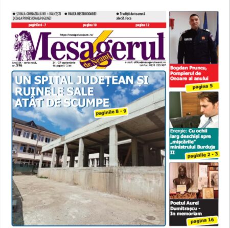 A apărut &#8220;Mesagerul de Neamţ&#8221;, nr. 596
