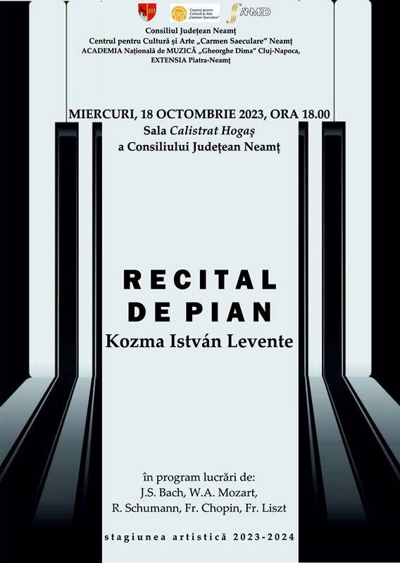 Recital de pian Kozma István Levente în deschiderea stagiunii muzicale