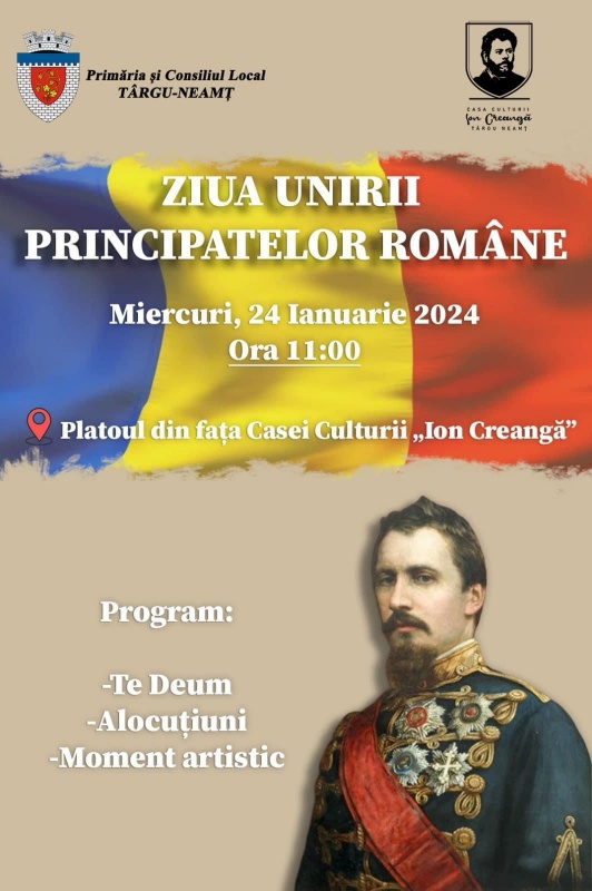 Târgu-Neamț: Program artistic cu prilejul Zilei Unirii Principatelor Române