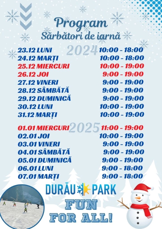 Program de sărbători Durău Park 