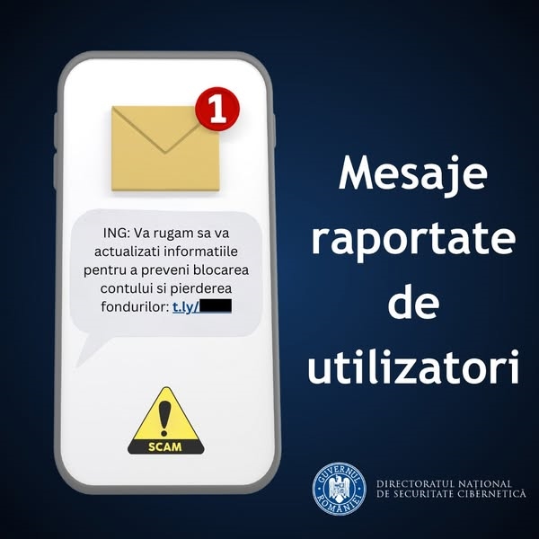 Atenționare DNSC: tentative de fraudă care vizează utilizatorii ING România