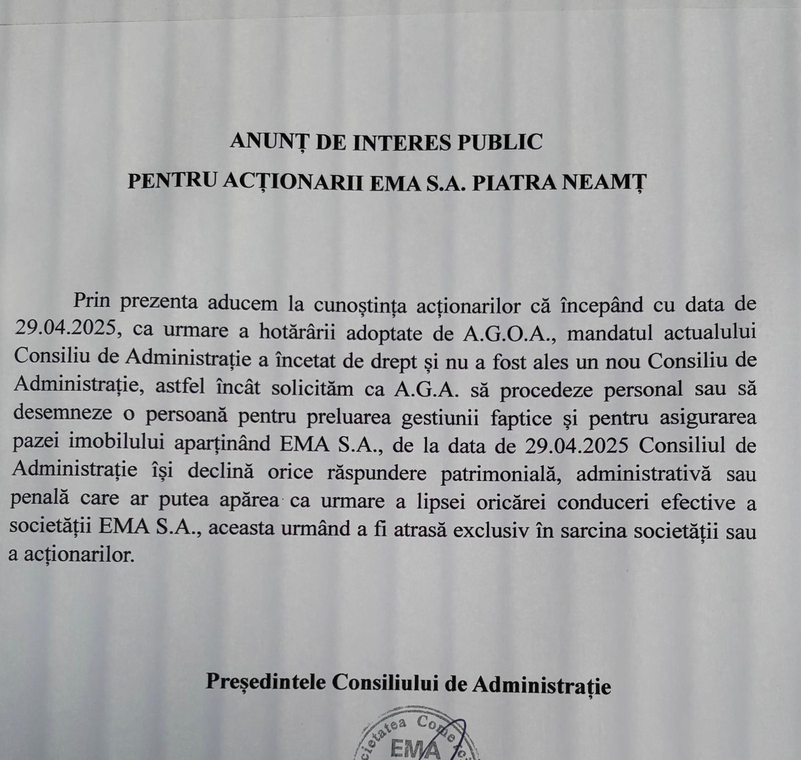 anunt ema