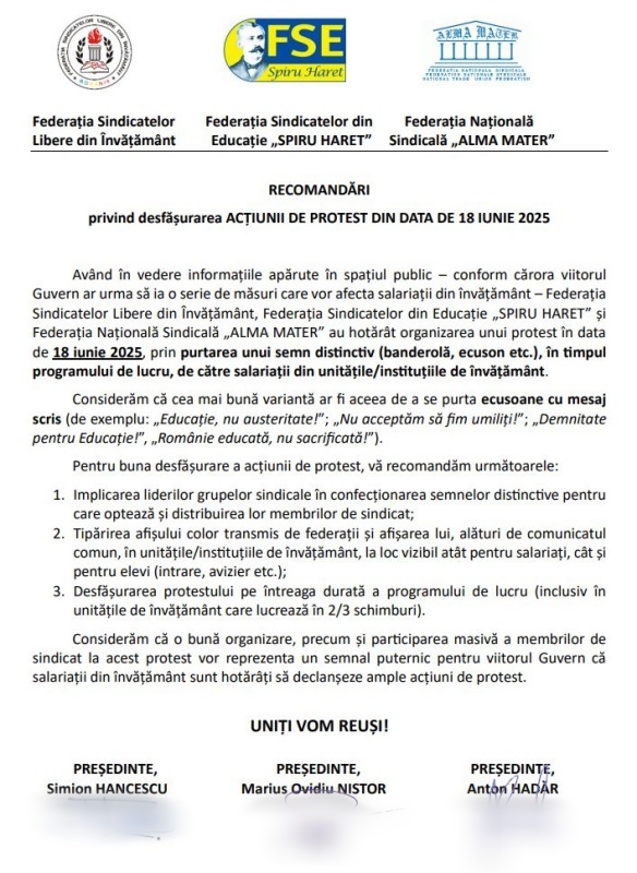 Comunicat sindicat invatamant greva japoneza iunie 2025 1