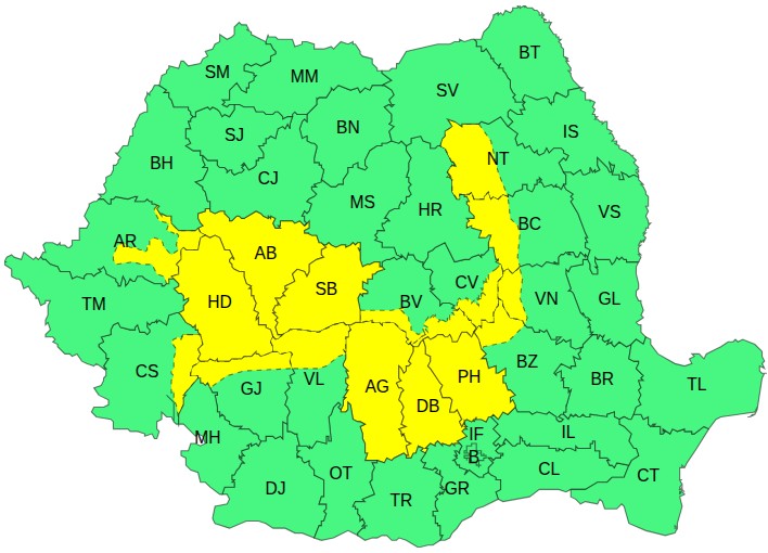 Neamț: cod galben de ploi în zona montană