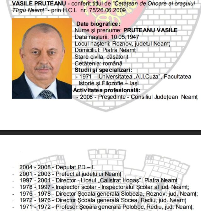pruteanu cetatean de onoare