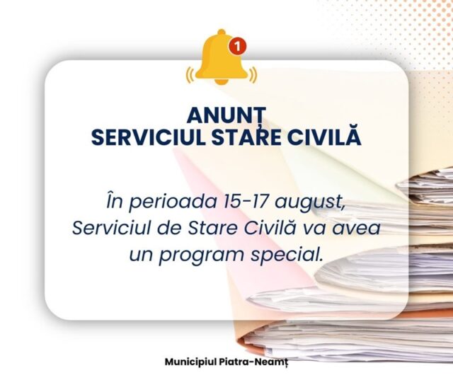 Anunt stare civila Adormirea Maicii Domnului