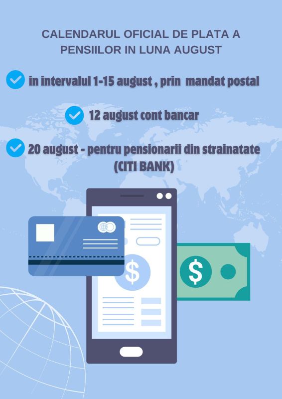 Astăzi începe plata pensiilor aferente lunii august