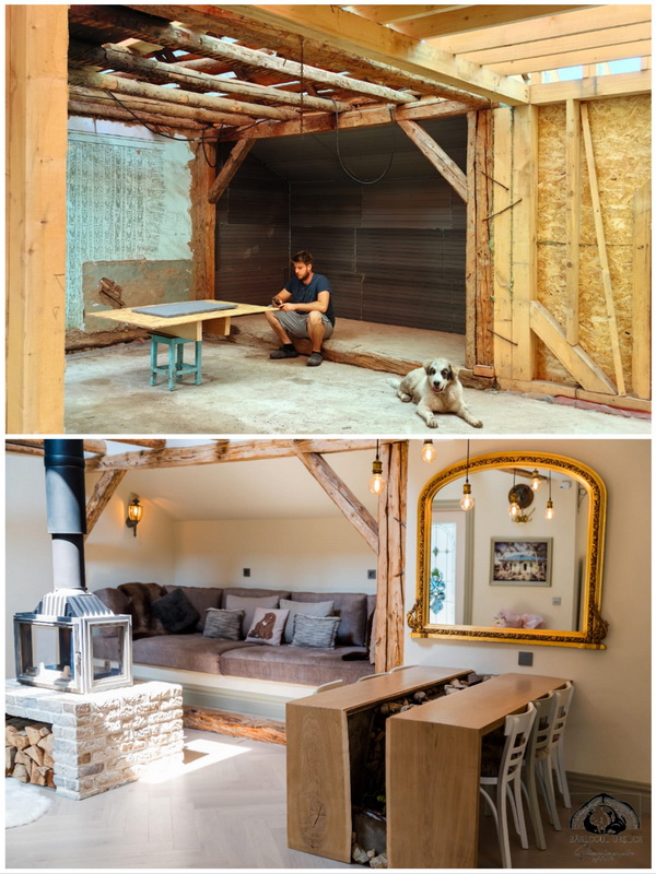 Povestea ”Bârlogului Urșilor” 2 barlogul ursilor interior in timpul si dupa renovare