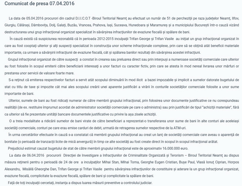 Dosar de 16 milioane de euro, plimbat 10 ani prin instanțe 1 misaila comunicat DIICOT