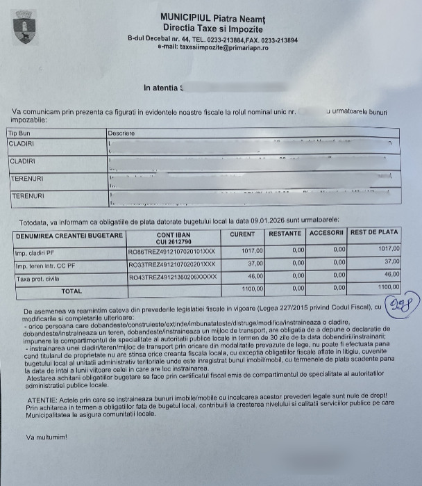 Piatra Neamț. Noile taxe și impozite locale - majorări de 110% 4 Captura de ecran 2026 01 09 154921