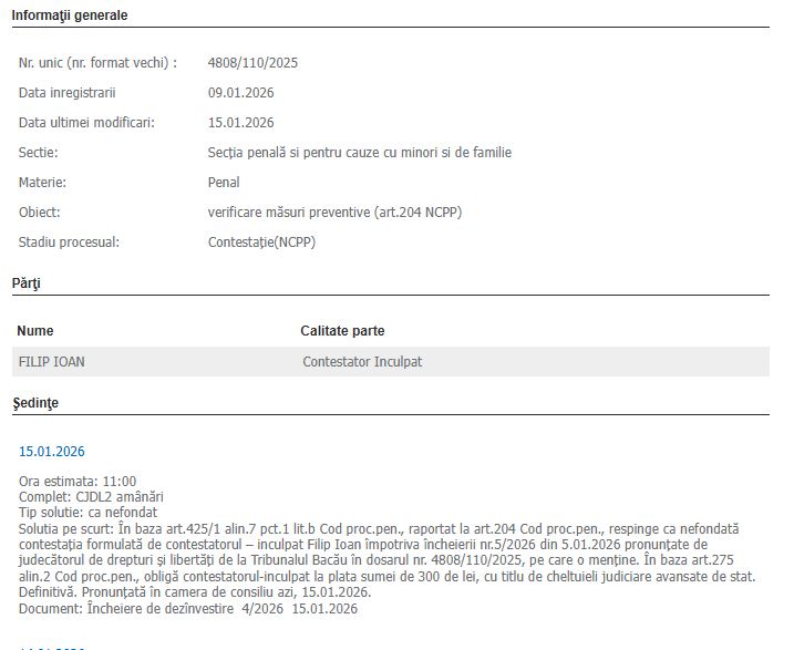 Primarul comunei Zănești, Ioan Filip rămâne în arest preventiv 1 decizie Filip