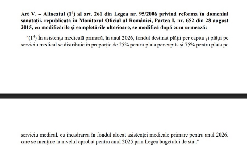 Medicii de familie, plătiți după boli, nu după numărul de pacienți. Finanțarea din 2026 aduce tăieri de puncte și presiune pe cabinete 2 fragment ordonanta de urgenta sanatate
